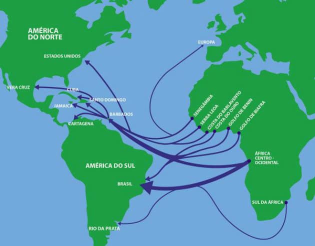 Mapa de ruta del tráfico de esclavos