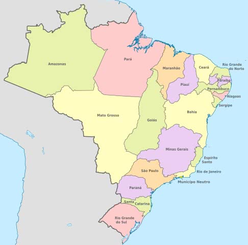 Mapa de Brasil antes de Rio Branco