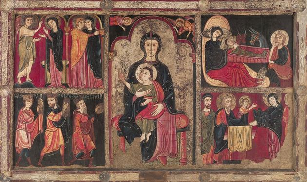 Pintura románica en el Altar de la Iglesia de Santa Maria de Aviá de Barcelona