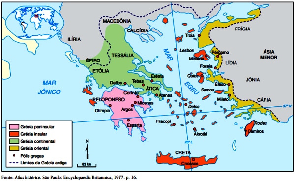 Mapa de la antigua Grecia