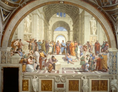Academia de Platón.  Pintura de Rafael Sanzio (1510).