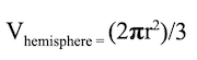 fórmula del volumen de un hemisferio