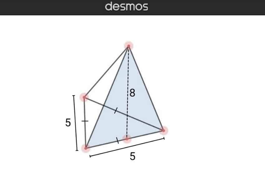 volumen de la pirámide: fórmula para la base de la pirámide del triángulo equilátero