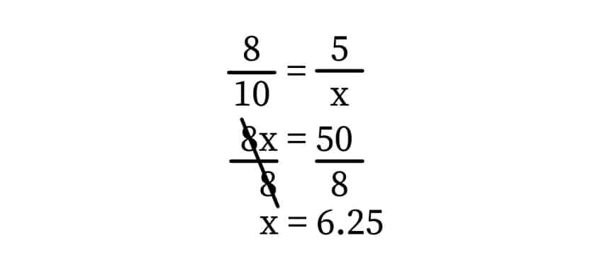 teorema de proporcionalidad del triángulo: fórmula para la longitud desconocida de un lado de un triángulo