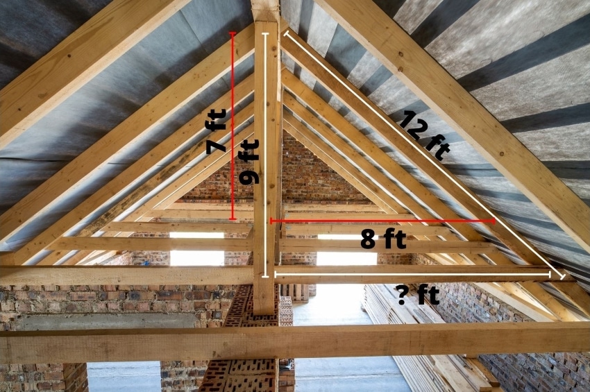 Se indica imagen de un techo con cada viga de soporte medida