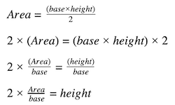 cómo encontrar la altura de un triángulo: fórmula del área