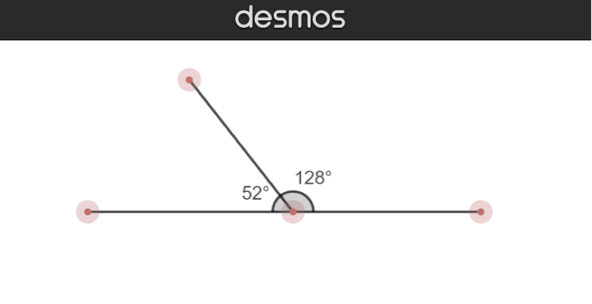 cómo encontrar la medida de un ángulo: Ilustración de un triángulo con un ángulo llano